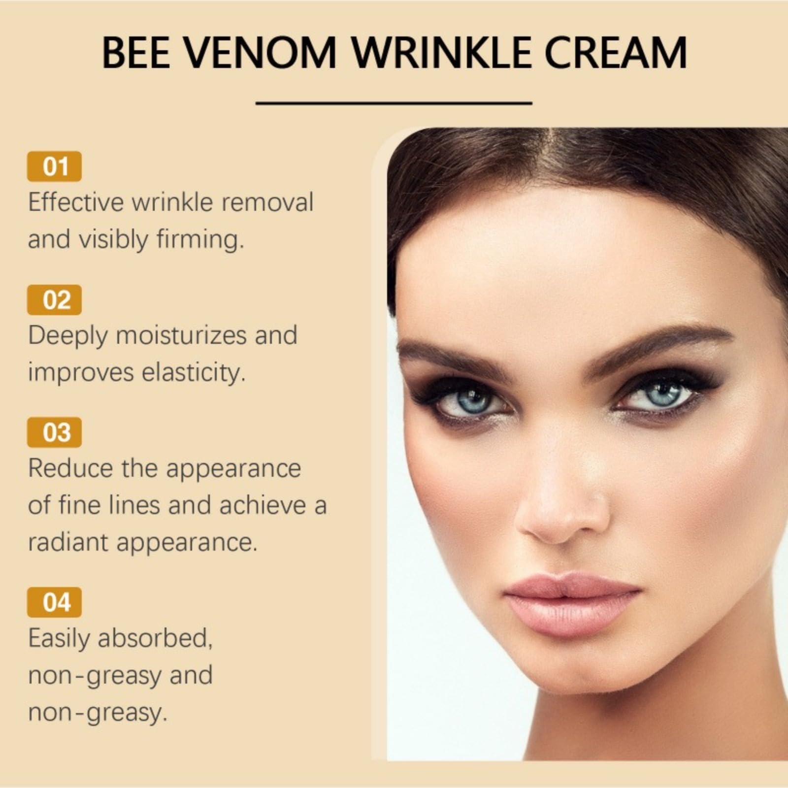 Crema antirughe al veleno d'ape, crema idratante per il viso, stimola il collagene naturale, idratazione profonda, rassoda pelle matura