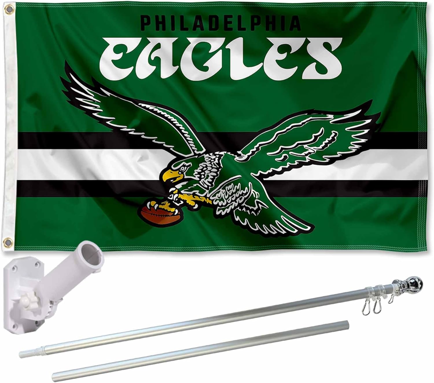 Philadelphia Eagles Throwback Vintage Retro Flag Pole and Bracket Mount Kit