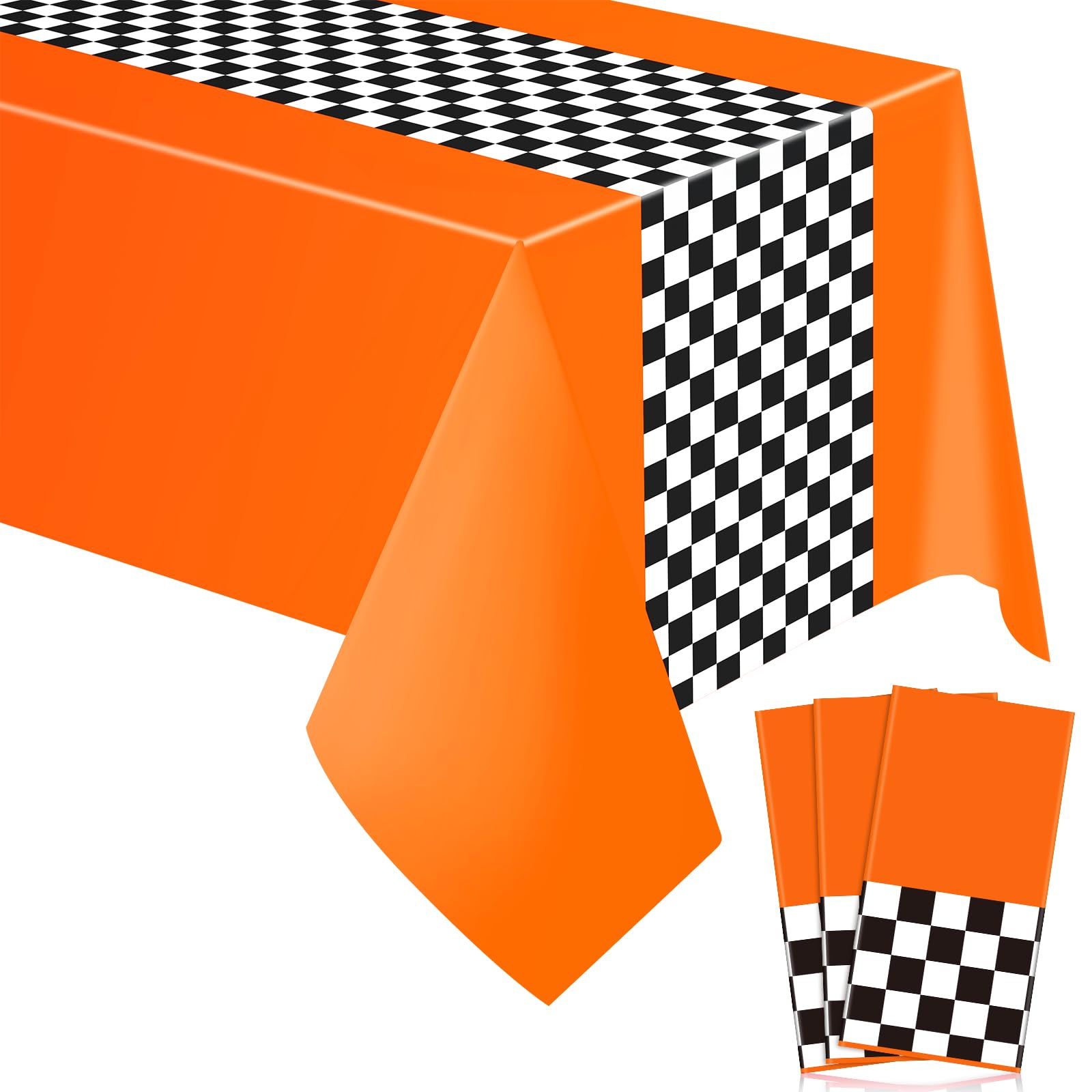 Fournitures de fête d'anniversaire voiture orange : nappe de course anti-taches 137x274 cm