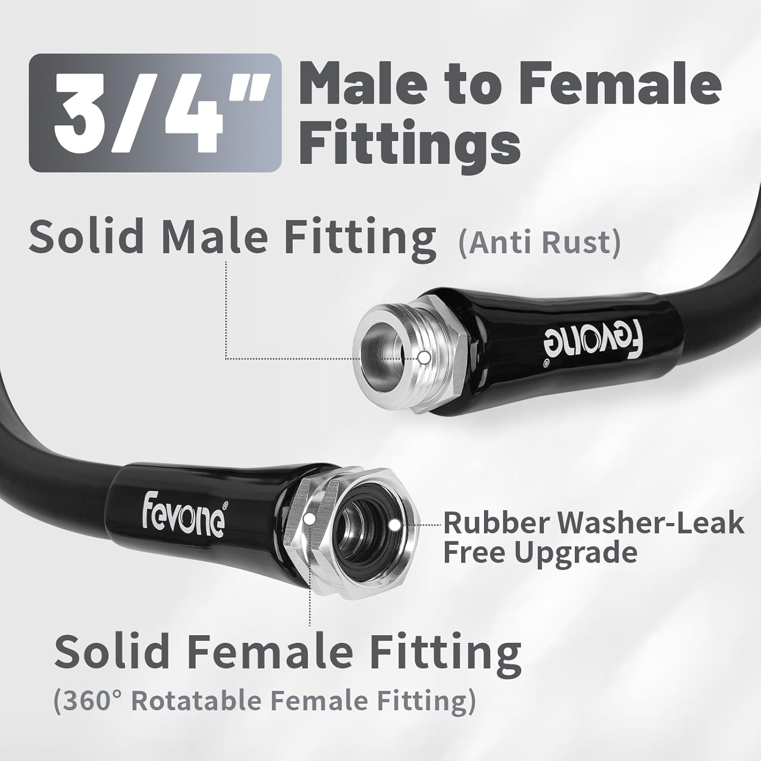 Garden Hose 50ft x 5/8", Kink-Free Triangular Prism Design, Lightweight Water Hose, All-Weather Flexibility, Male to Female 3/4" GHT Fittings(Black)