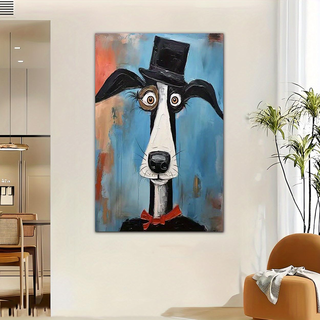 Nowoczesny europejski amerykański abstrakcyjny obraz dekoracyjny z motywem szczeniaka (55 x 75 cm/z ramą)