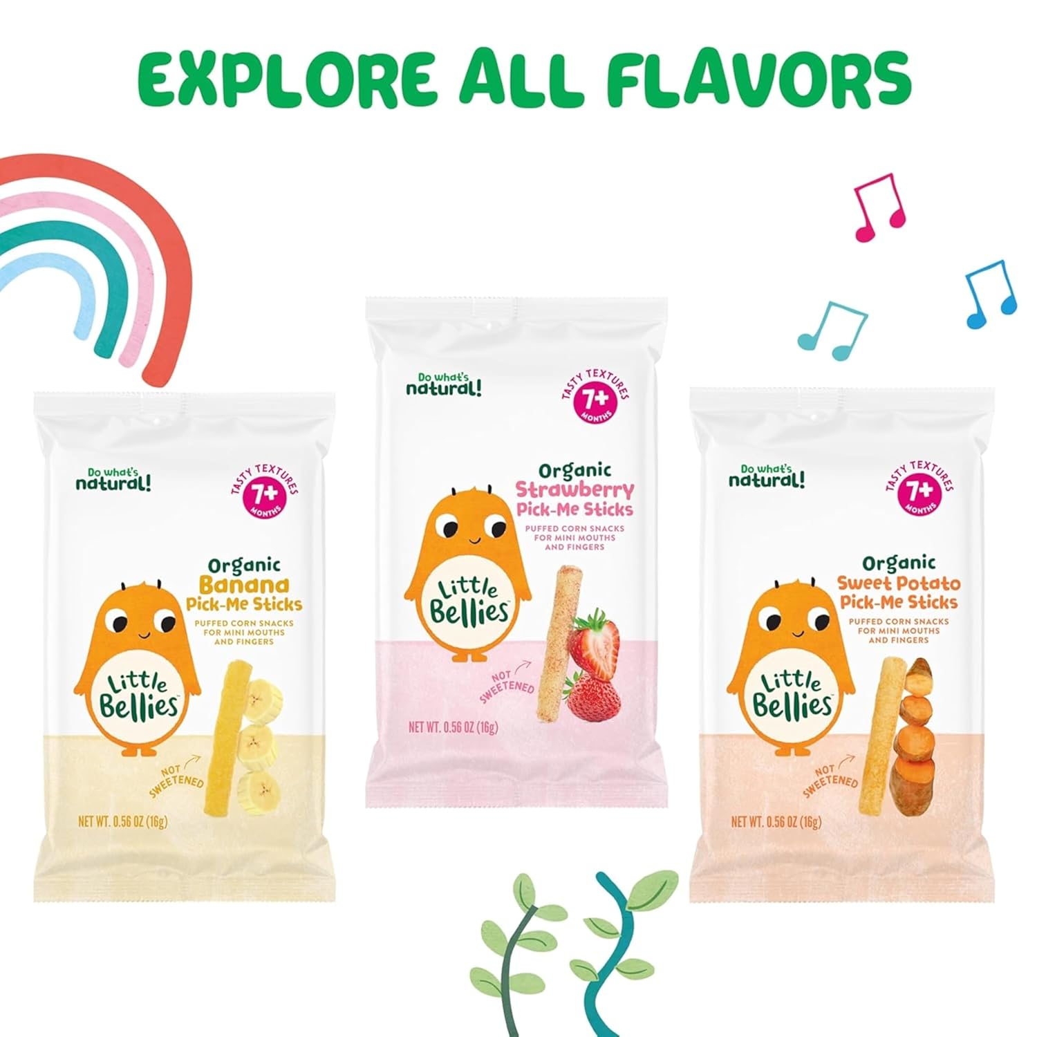 Little Bellies Organic Strawberry Pick-Me Sticks Baby Snack (Pack of 5 x 0.56 oz Individual Packs)