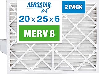 Aerostar 20x25x6 MERV 8 Replacement Pleated Air Filter for Aprilaire Space-Gard 2200, 2 Pack (Actual Size: 19 3/4" x 24 1/4"x 6")