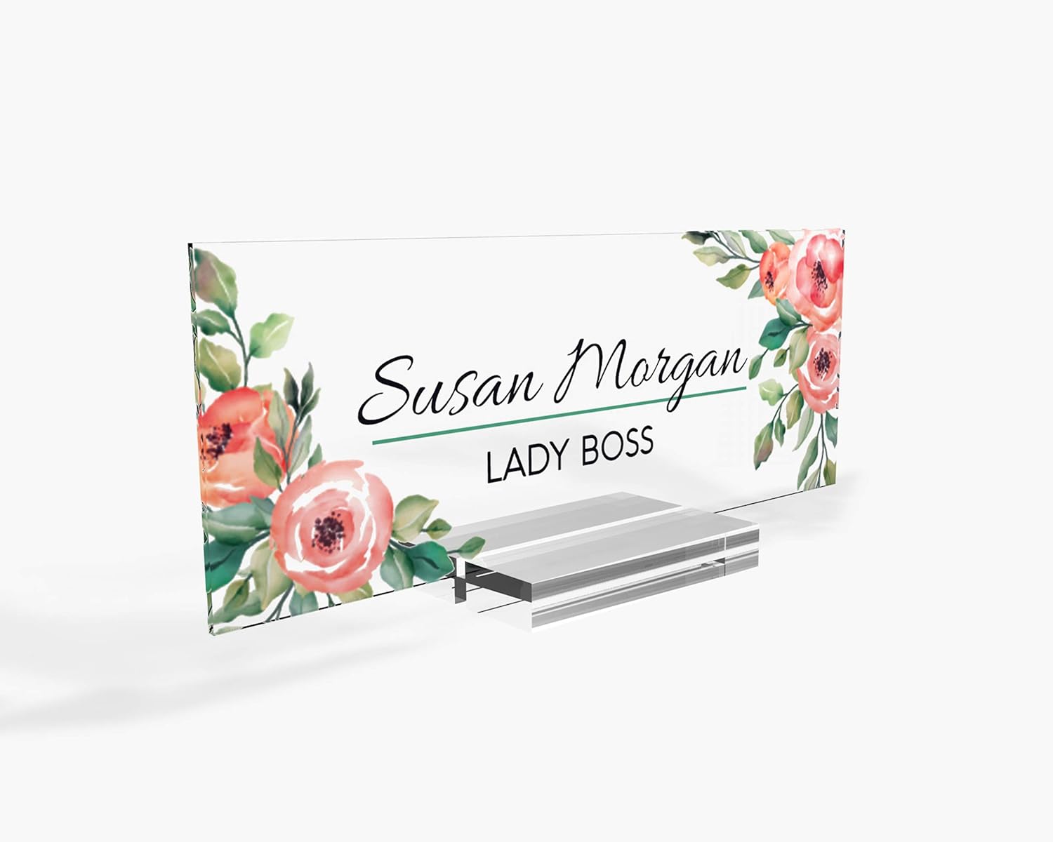 Personalized Teacher Gifts, Desk Name Plate, Teacher Name Sign, Classroom Sign, Classroom Decor, Desk Sign, Teacher Appreciation Gift - 8”x3” - Rose with Acrylic Base Holder