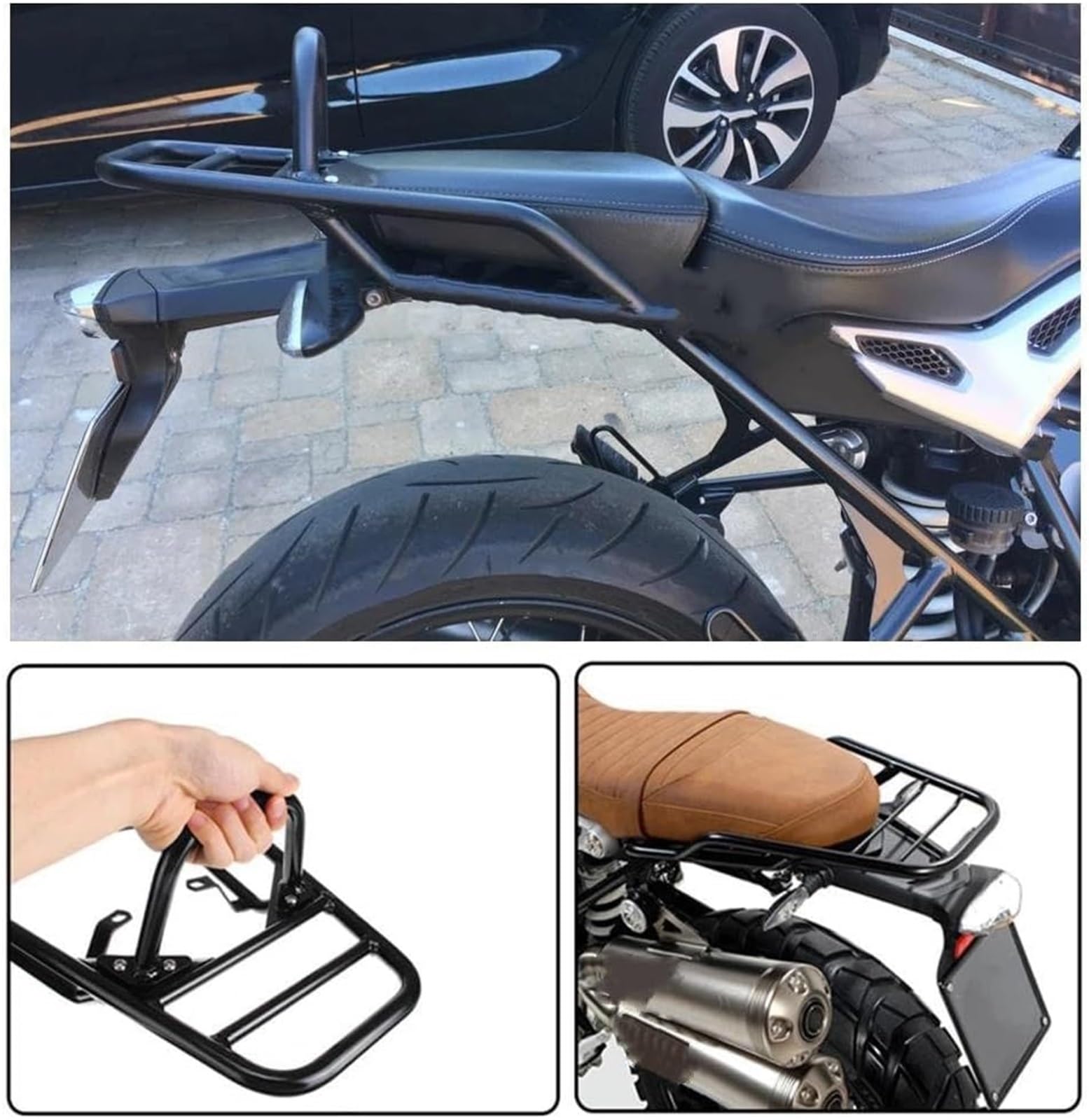 portapacchi posteriore moto Portapacchi posteriore per moto con maniglia e supporto per bagagli per BMW per PURE