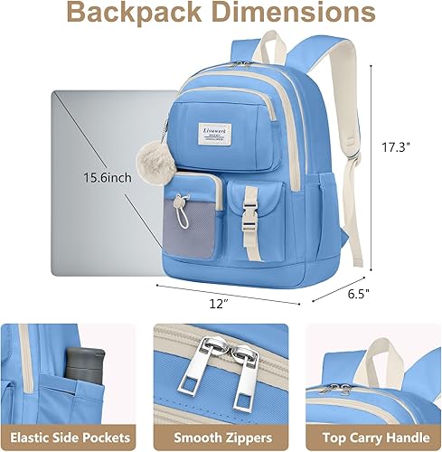 Miniatura 2 de Mochila para la escuela y adolescentes y niñas mochilas para laptop de 15.6 pulgadas para mujeres universitarias, mochila linda para escuela