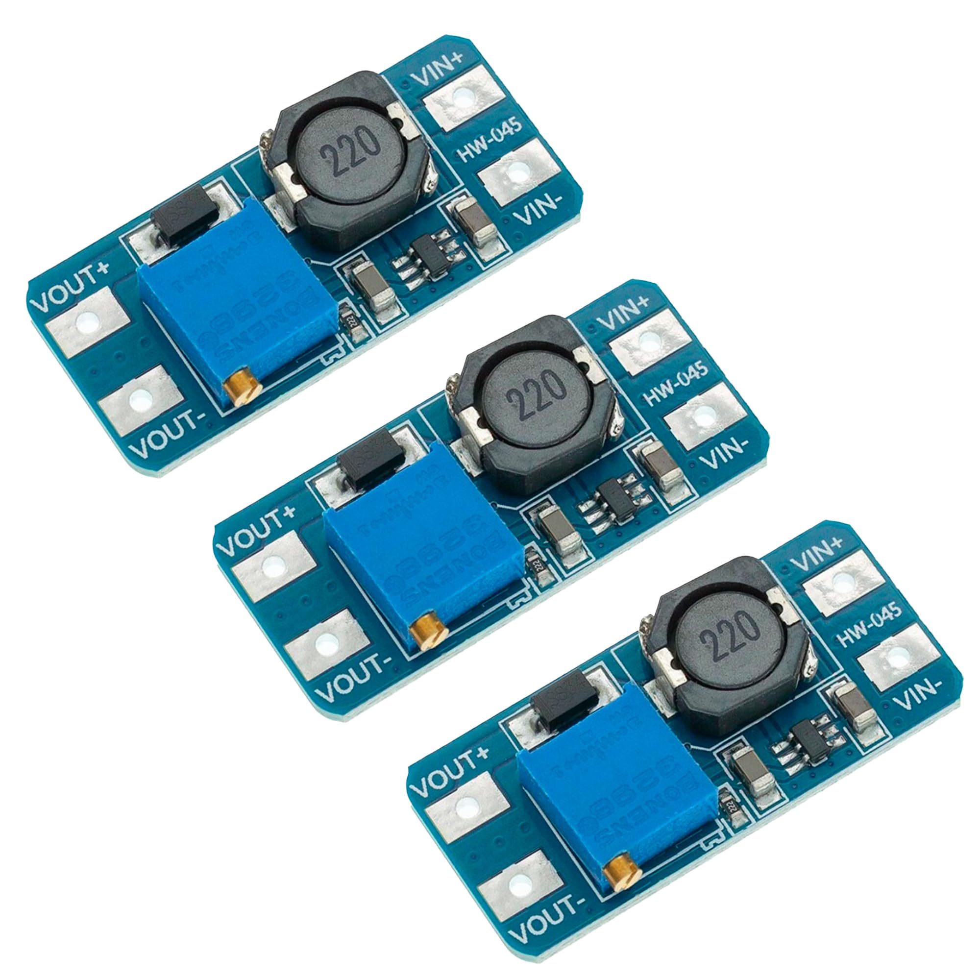 MT3608 2A Convertitore DC-DC 2-24V a 5-28V Step Up Regolatore di tensione regolabile booster Buck 5V 12V 24V (3 pezzi)