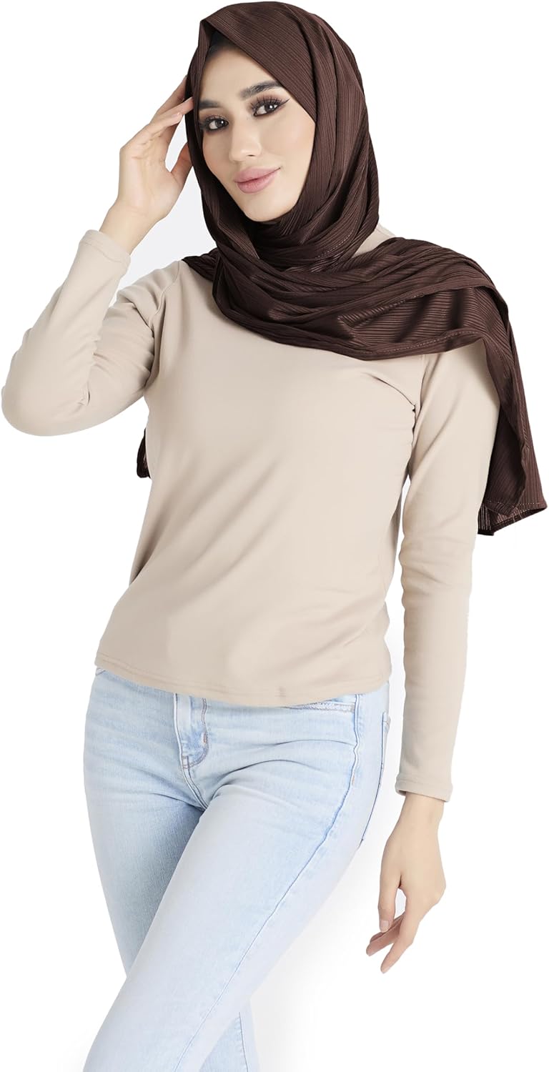 Ribbed Jersey Hijab Scarf for Women, Hijab for Women Muslim Breathable Stretchy Hajib
