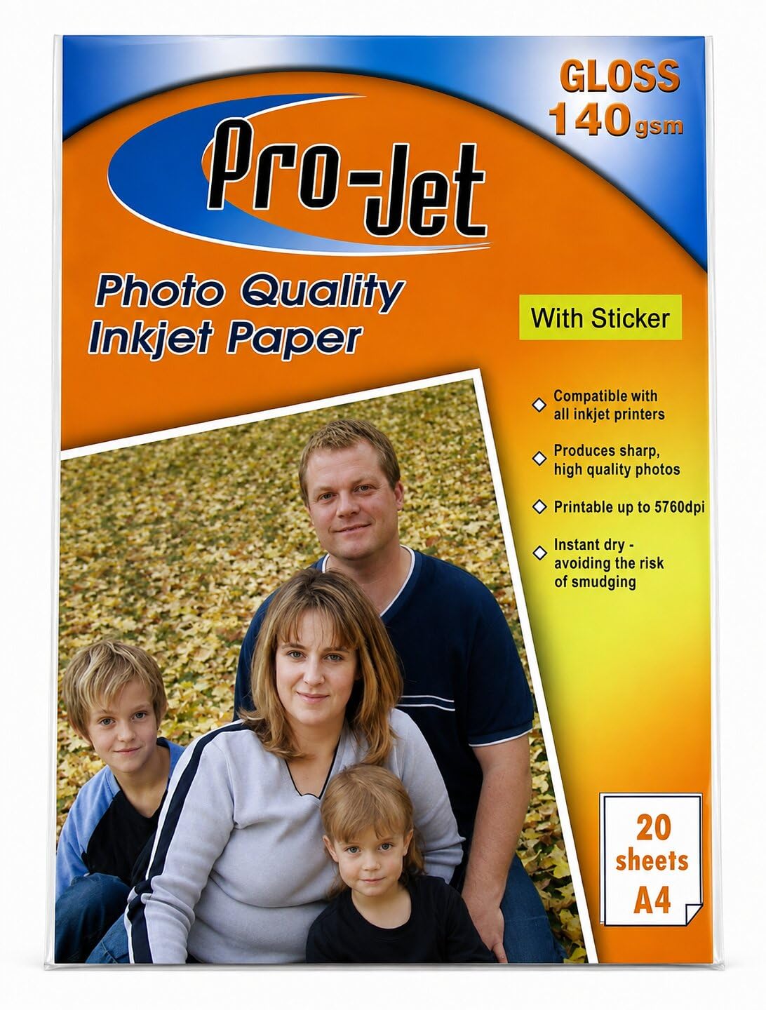 200 arkuszy Projet A4 140 g/m2 samoprzylepny papier fotograficzny z połyskiem (samoprzylepny tył)