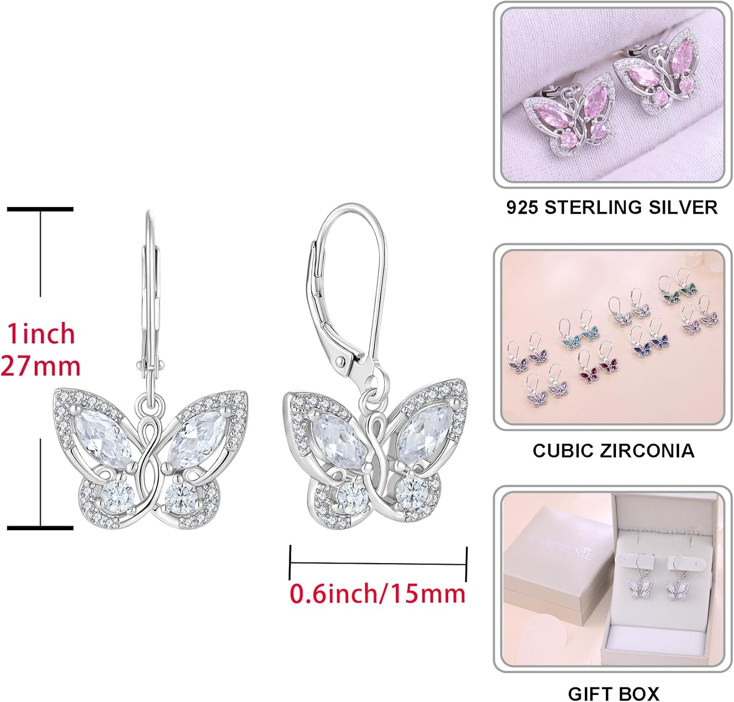 STARCHENIE Butterfly Necklace Earrings Set, 925 Sterling Silver with Cubic Zirconia, Jewelry Gift for Women - Image 7