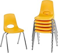 Vista 62 de Factory Direct Partners 10367-BL Silla escolar apilable de 16 pulgadas, asiento apilable para estudiantes con patas de acero cromado y rodamientos