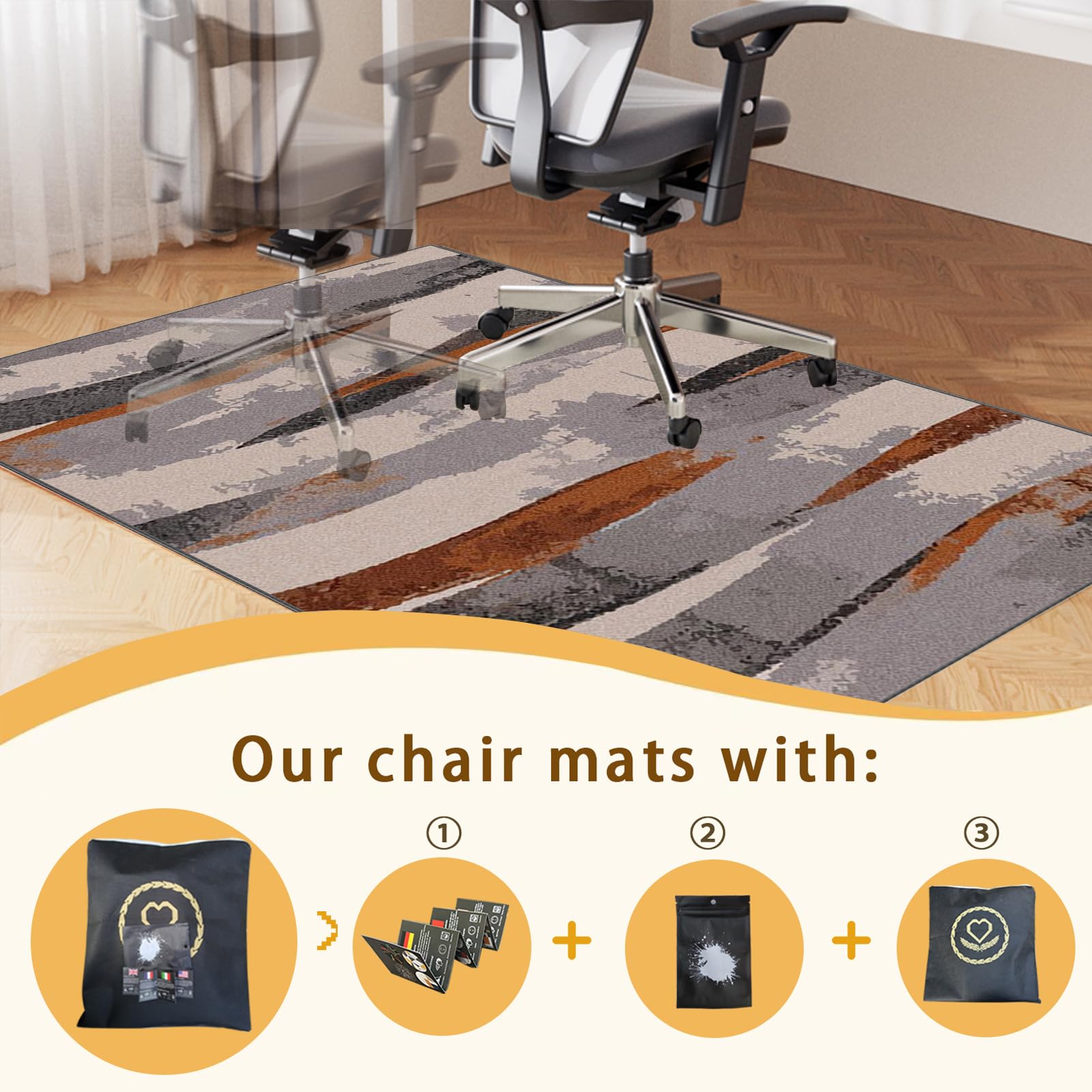 EYKWKB 140 x 160 cm Heavy Duty Office Chair Mat for Hard Floors, Color-7 - Image 5