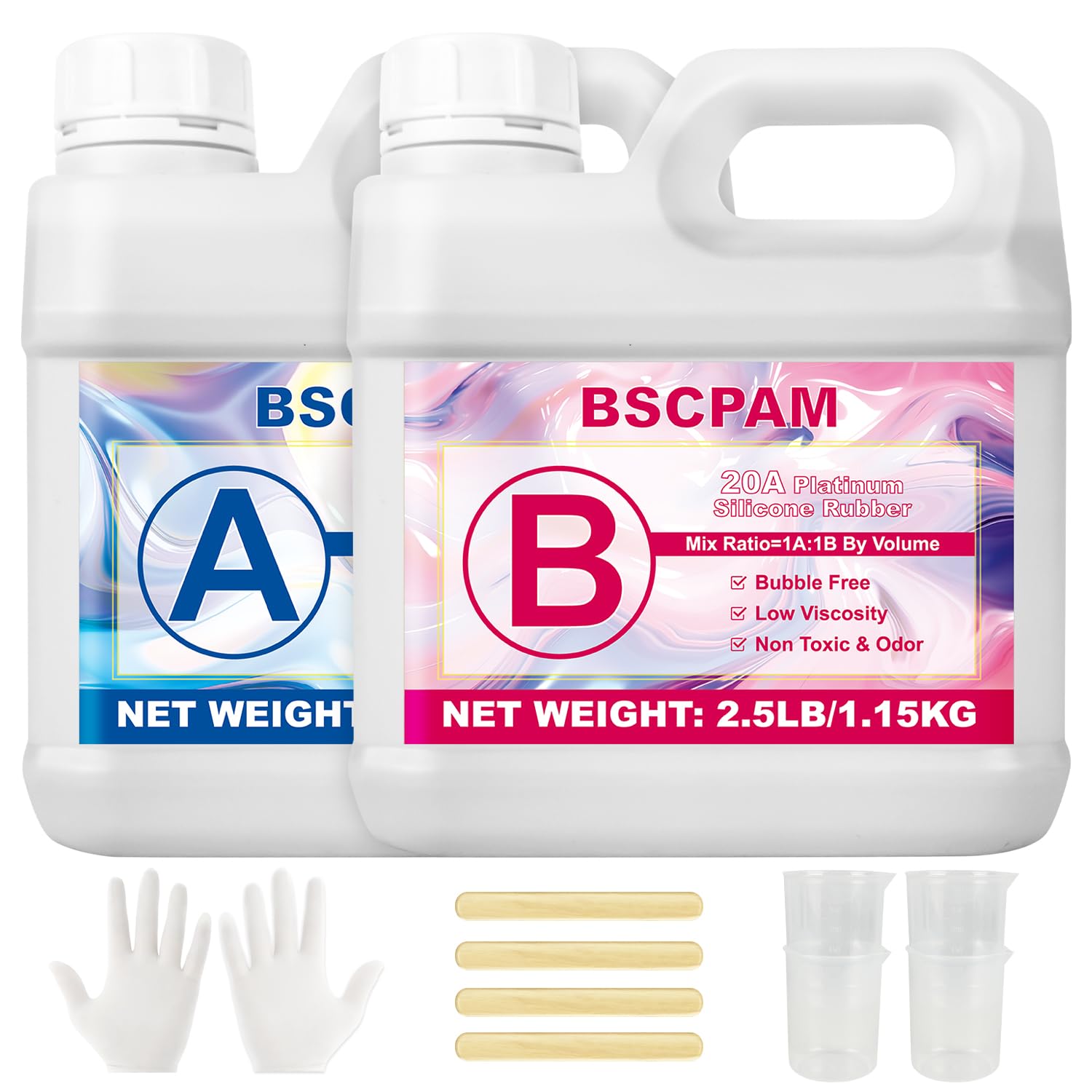 20A Silicone per Stampi,2000ml Traslucido Silicone Liquido Mescolamento 1:1 Rapida Cura Gomma Siliconica per Stampi,DIY Sapone Artigianale,Candele