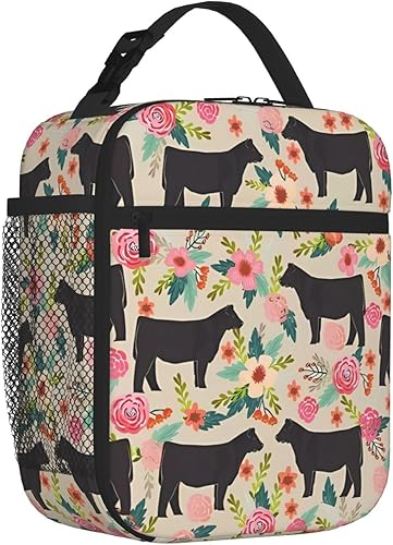 Miniatura 8 de Bolsa de almuerzo aislada con diseño de vacas y vacas rosadas para mujeres y hombres, reutilizable, a prueba de fugas, para trabajo de oficina