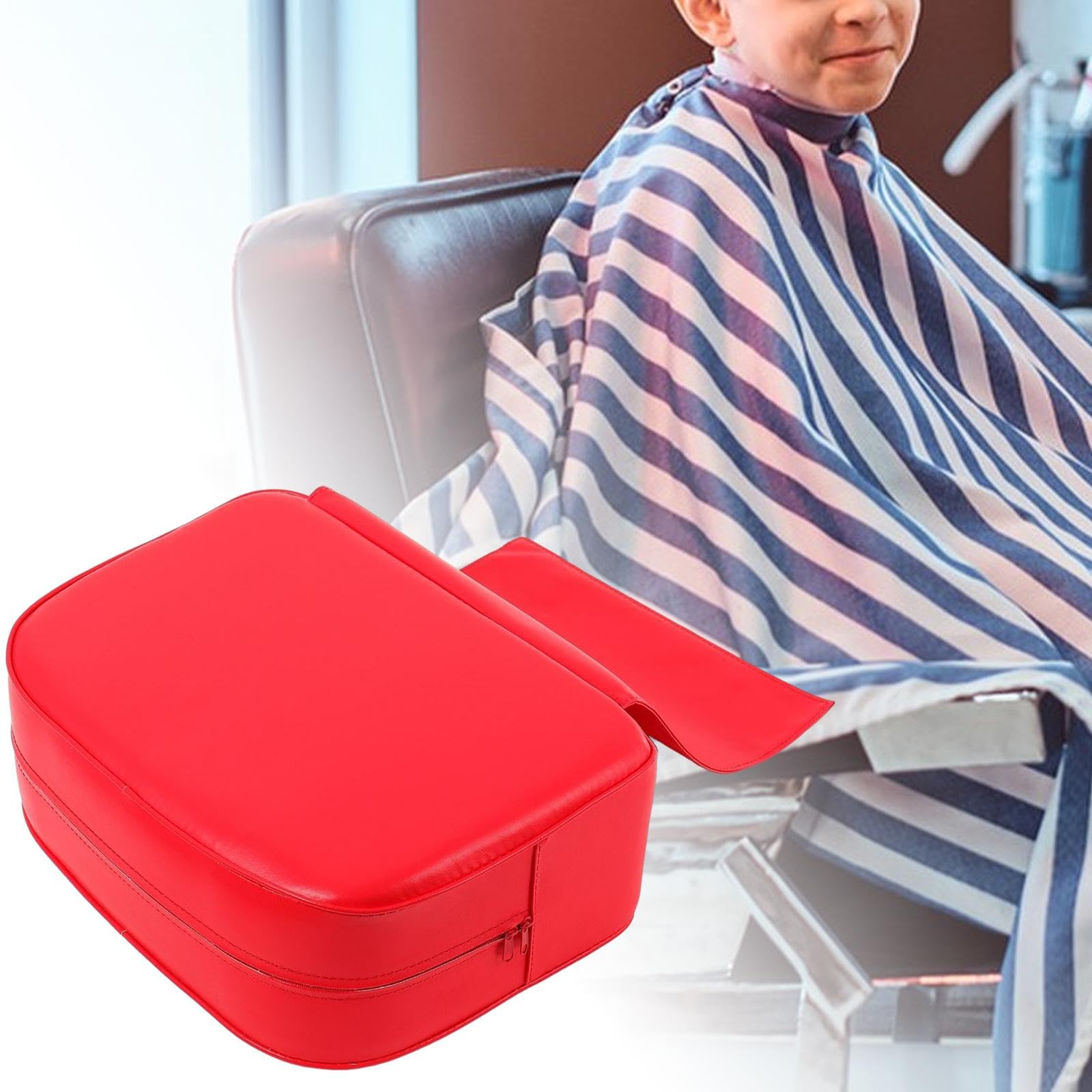Barber Siège Rehausseur Coussin Enfant Salon Coiffure Spa Matériel Coiffure Salon PU Cuir Confort Entretien Facile Adapté Enfants Salons Beauté Maison, Rouge