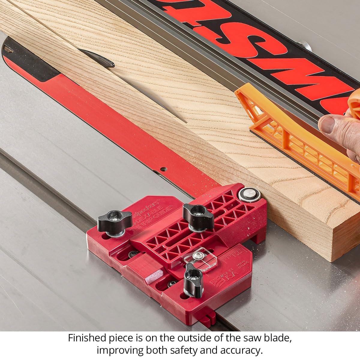 Woodpeckers Indexable ThinRip Guide | USA Made, Incremental Rack For Repeatable 1/32" Adjustments, Thin Tip Jig for Cutting Thin Strips, Tabe Saw Accessory