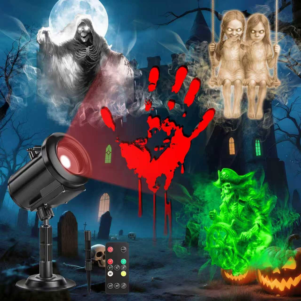 12 in 1 Halloween Decorations Outdoor 3D Dynamic Projector Light