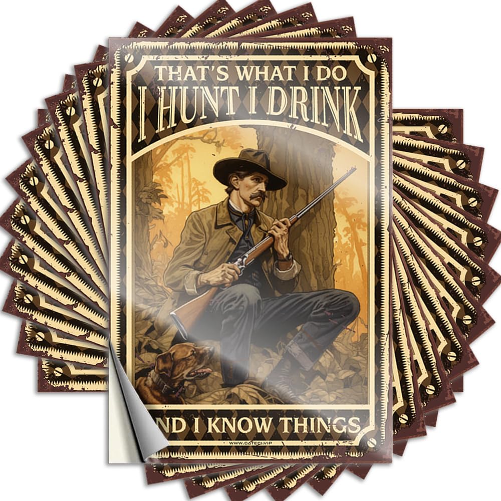 Fzfn Colour Backyard Decor, Sticker Western Helmet Thats What I Do I Hunt I Drink And I Know Things | Coffee Waterproof Vinyl Stickers(8X12cm)
