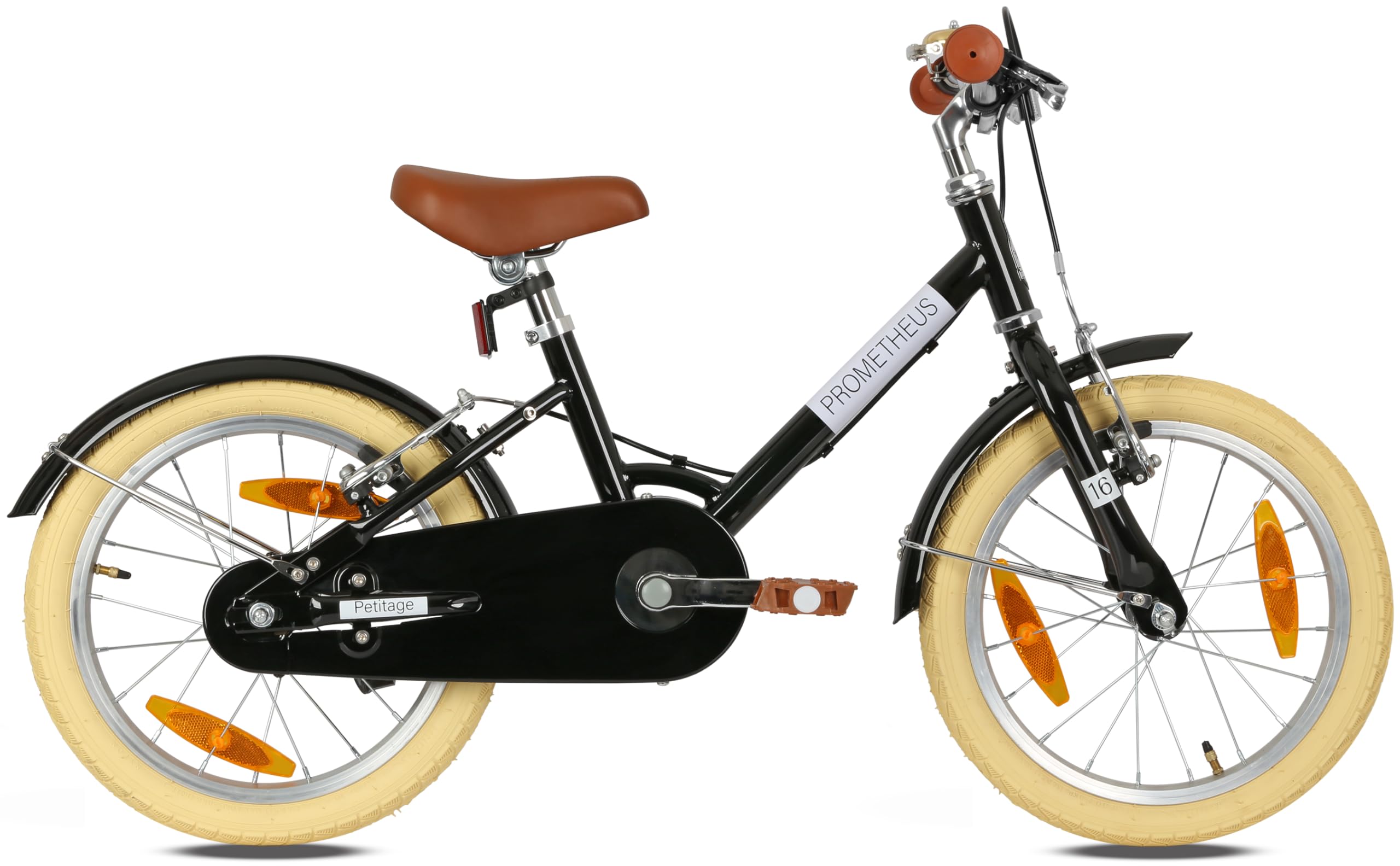 PROMETHEUS BICYCLES Bicicleta infantil retro de 16 pulgadas a partir de 5 años, color negro