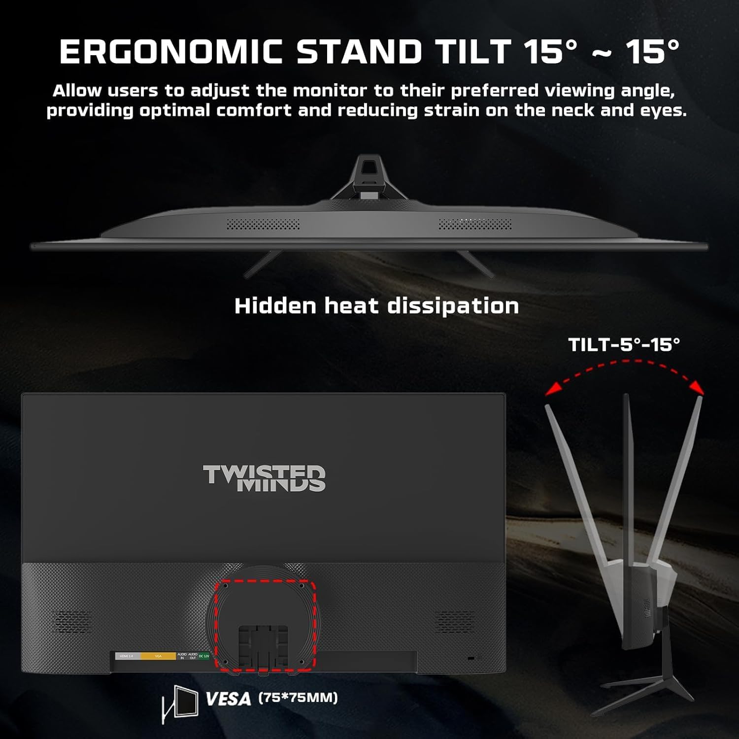تويستيد مايندز شاشة العاب 24 انش، IPS سريع، دقة FHD 1920x1080، معدل تحديث 100Hz، نسبة امتداد 16:9، وقت استجابة 1 مللي ثانية، فيسا - اسود 2026 - view 6