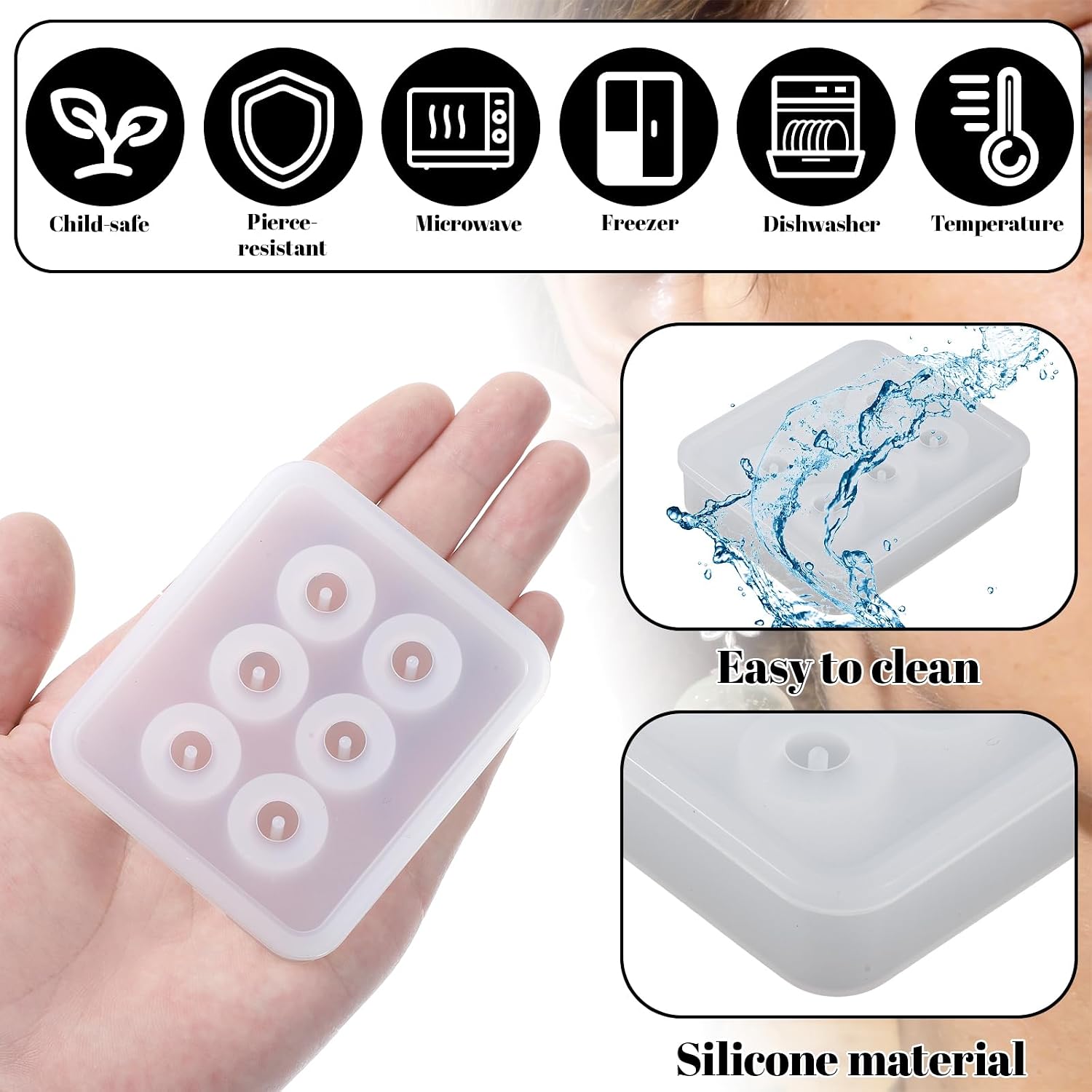 Silicone Resin Bead Molds Set 2 PCS Round Ball Molds with Hole Sphere Resin Casting Mold for Jewelry Making Polymer Clay DIY Earrings Necklaces Craft Decoration Supplies (Diameter 16mm)