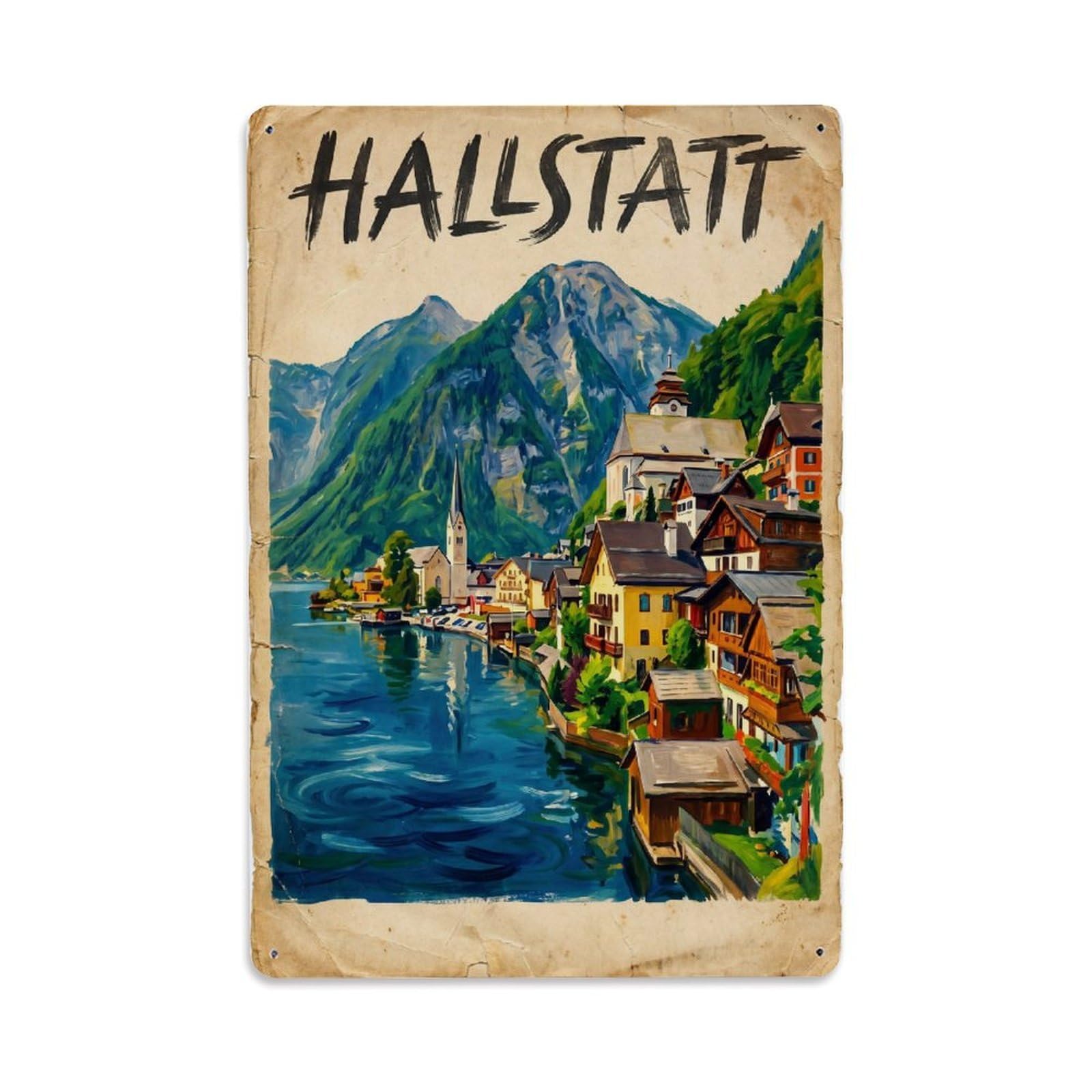Gead 8X12inch Style Vintage Travel Austria Village Metal Tin Sign