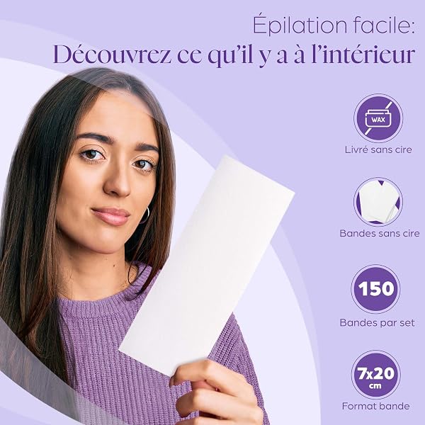 150 bandes d’épilation en non-tissé – Bandes réutilisables et résistantes pour cire chaude, cire froide ou pâte de sucre – Douces pour la peau – Pour jambes, bras, dos, aisselles et zone bikini - 2