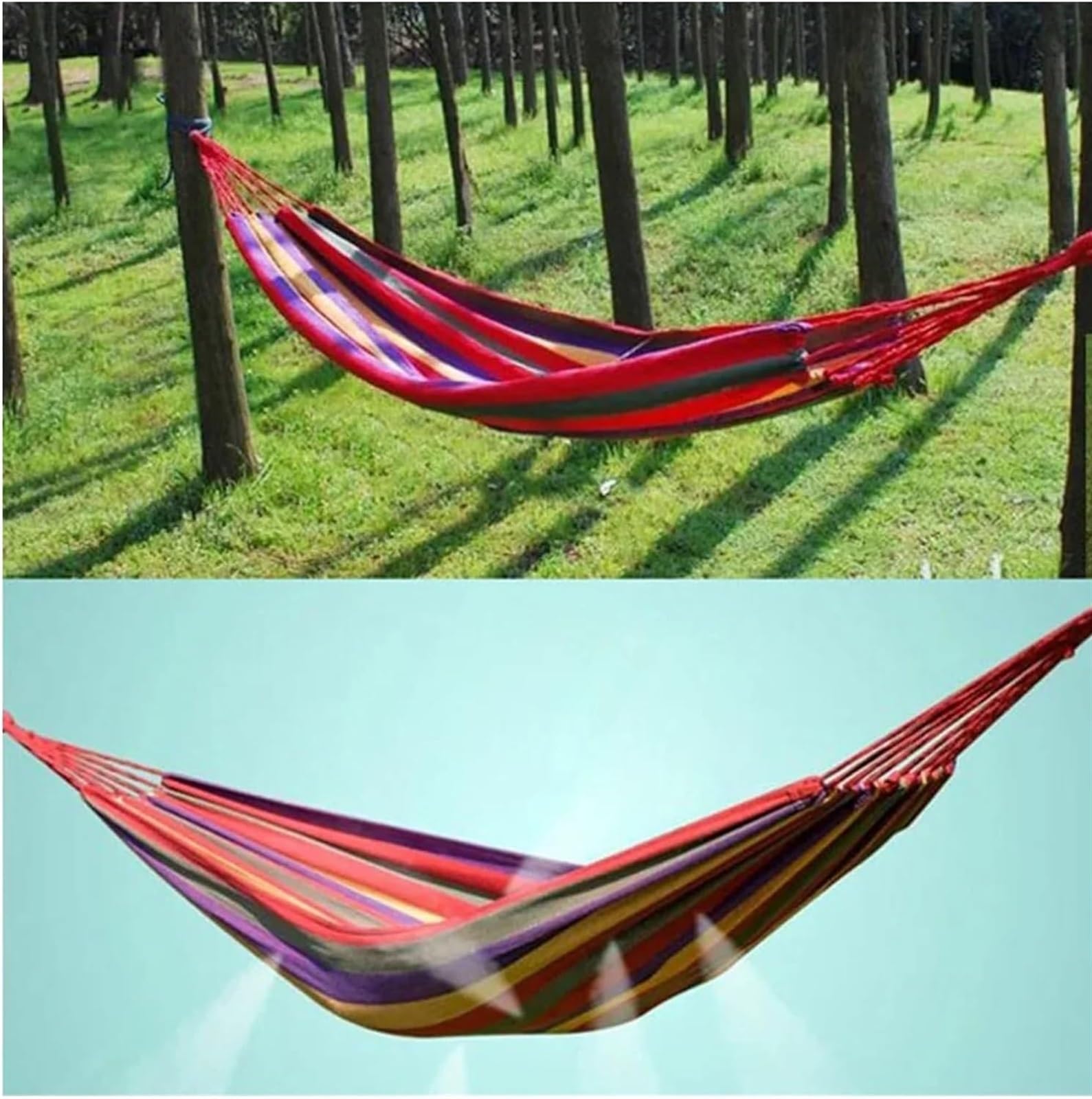 Przenośny hamak kempingowy z paskami drzewnymi i torbą do przenoszenia, lekki hamak jednoosobowy do podróży i przygód na świeżym powietrzu, 150 x 190 cm