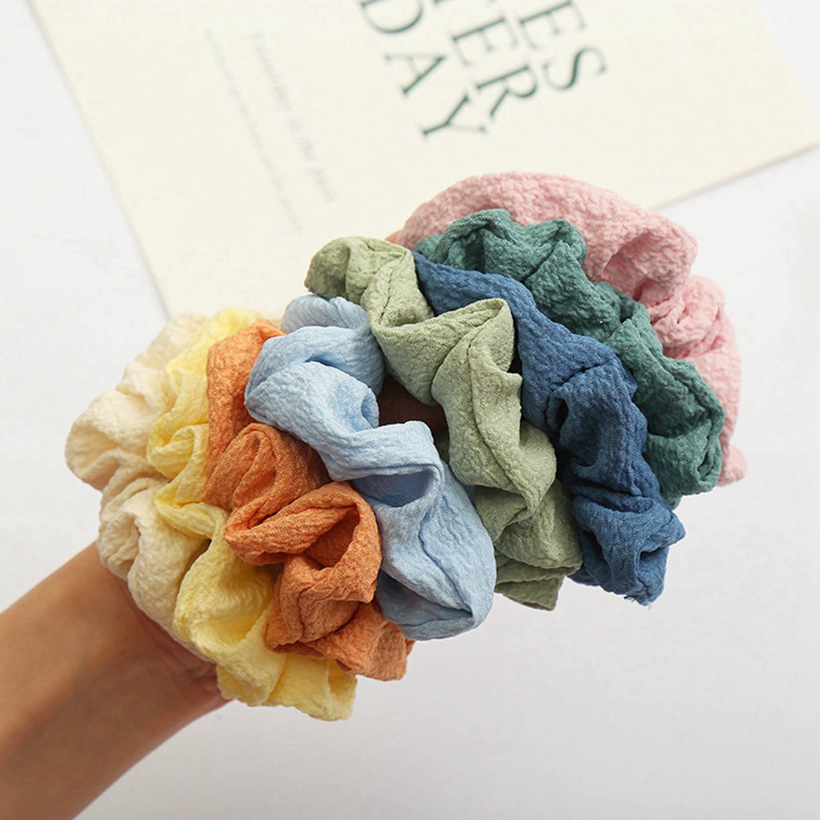 fałdy Scrunchies gumka do włosów gumka do włosów gumka do włosów zestaw akcesoriów do włosów 8 sztuk dla kobiet kucyki bułeczki warkocze długie włosy (kolor 1 jeden rozmiar)