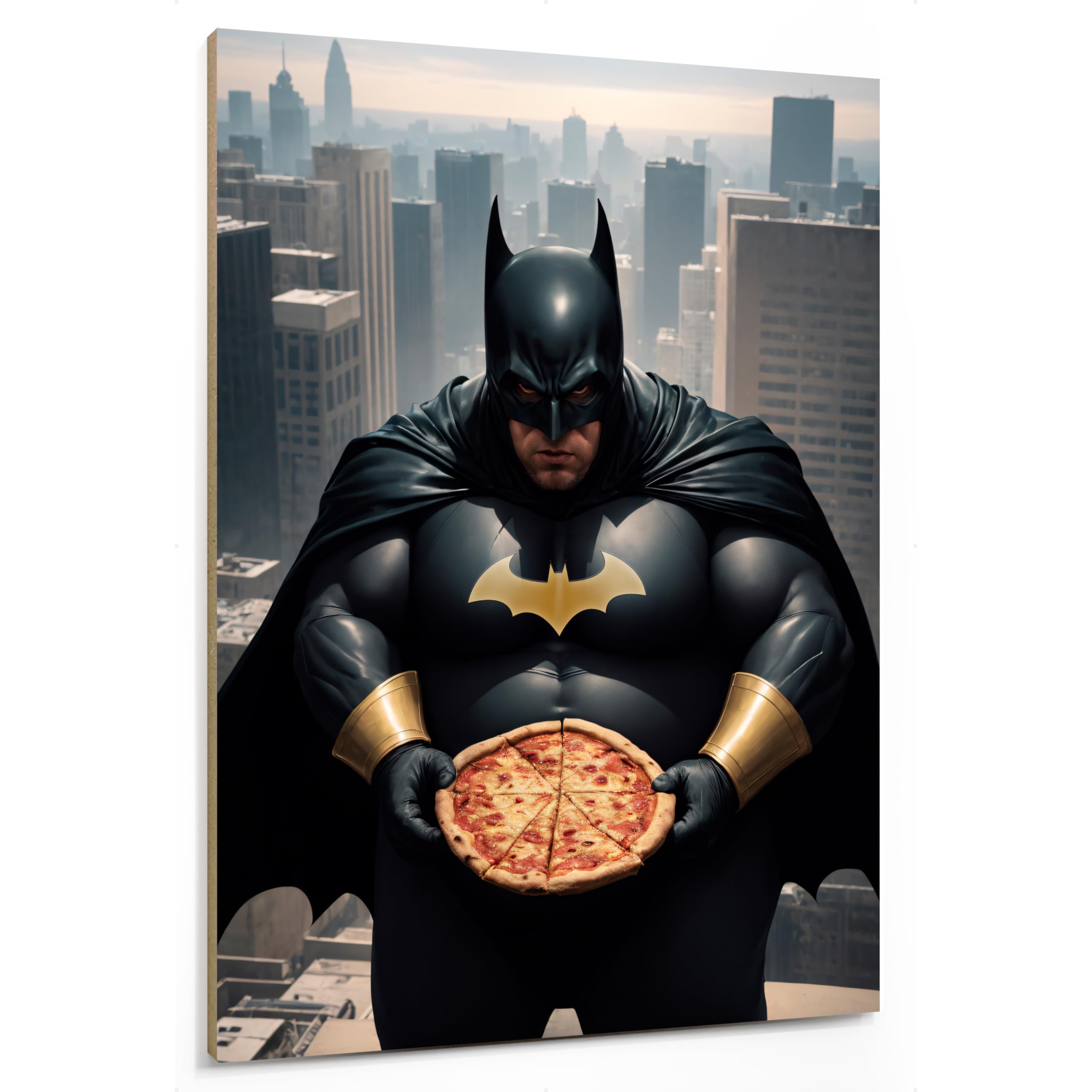 emmena - Batman Pizza Time Wooden Painting - 30 x 40 cm