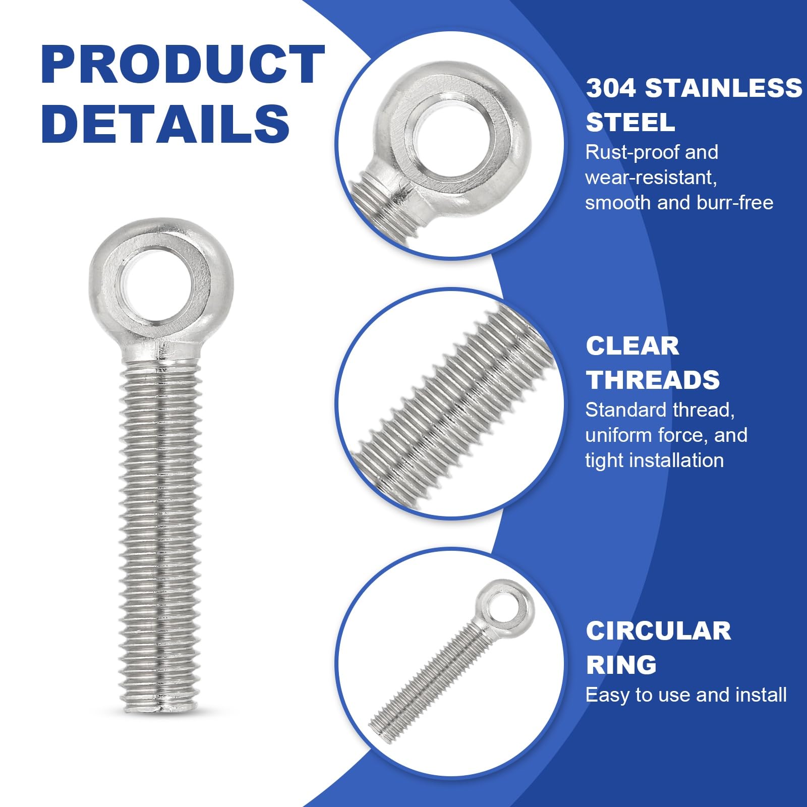 PATIKIL M10x57mm Lifting Shoulder Eye Bolts - Image 3