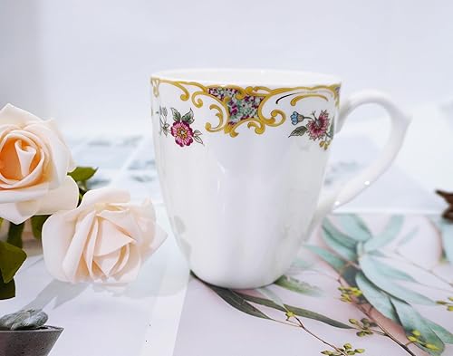 Miniatura 7 de Mailandy Lindas tazas de café para mujer, tazas lindas de porcelana y hueso, tazas de café, tazas de té para mujeres, regalos de cumpleaños, regalos