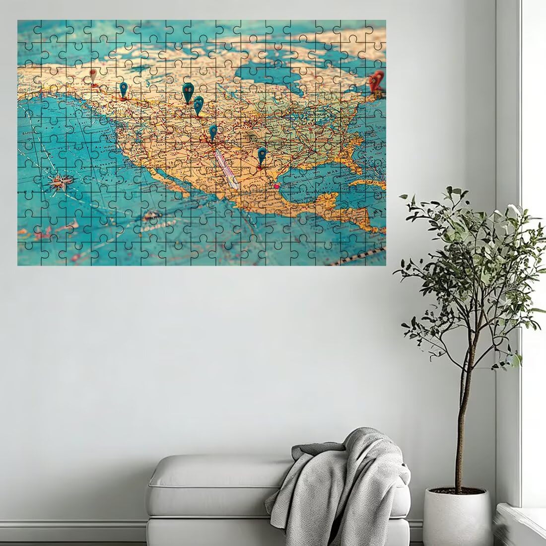Puzzle 5000 elementów dla dorosłych, puzzle 5000 elementów retro, mapa puzzli dla dorosłych z wykwintnym pudełkiem do pakowania, gry edukacyjne, duże drewniane puzzle na prezent dla kobiet, dekoracja