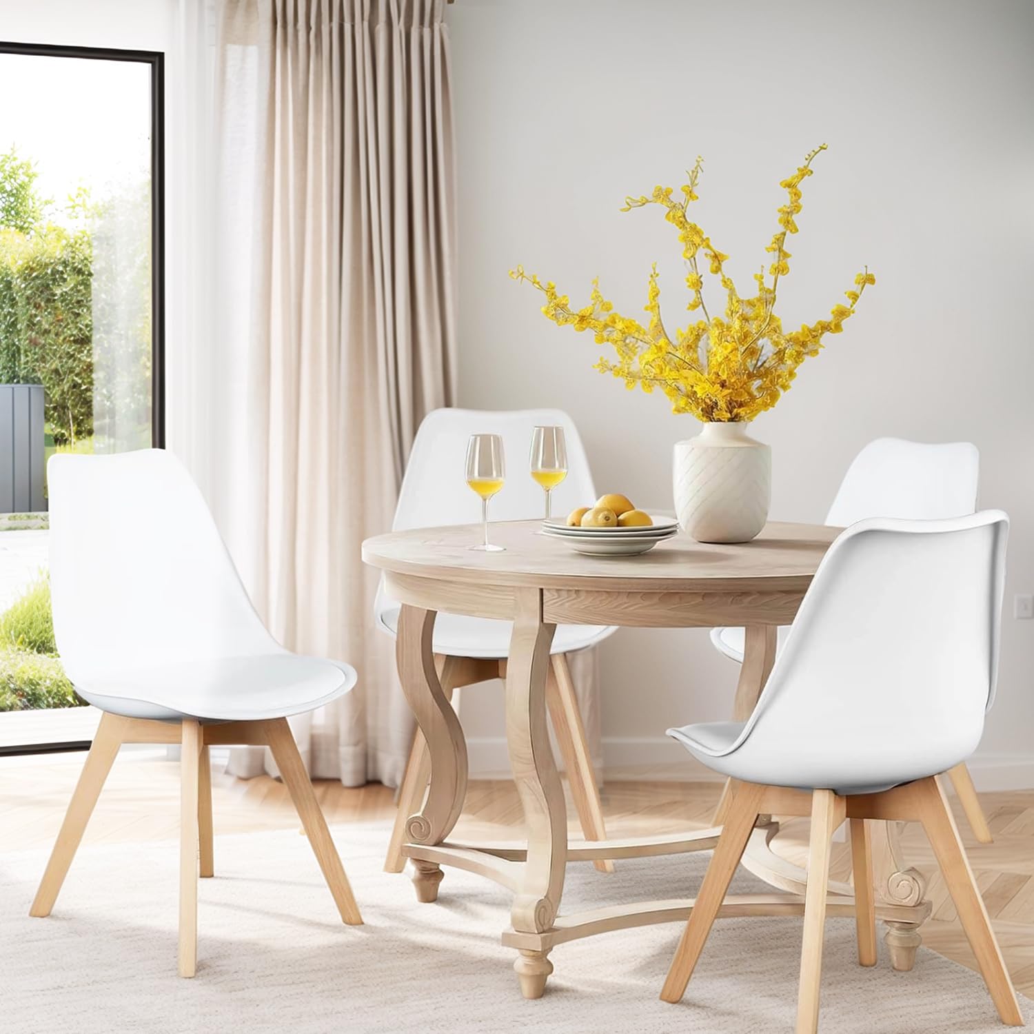 Chaises Salle à Manger Scandinave Lot de 4 Blanc