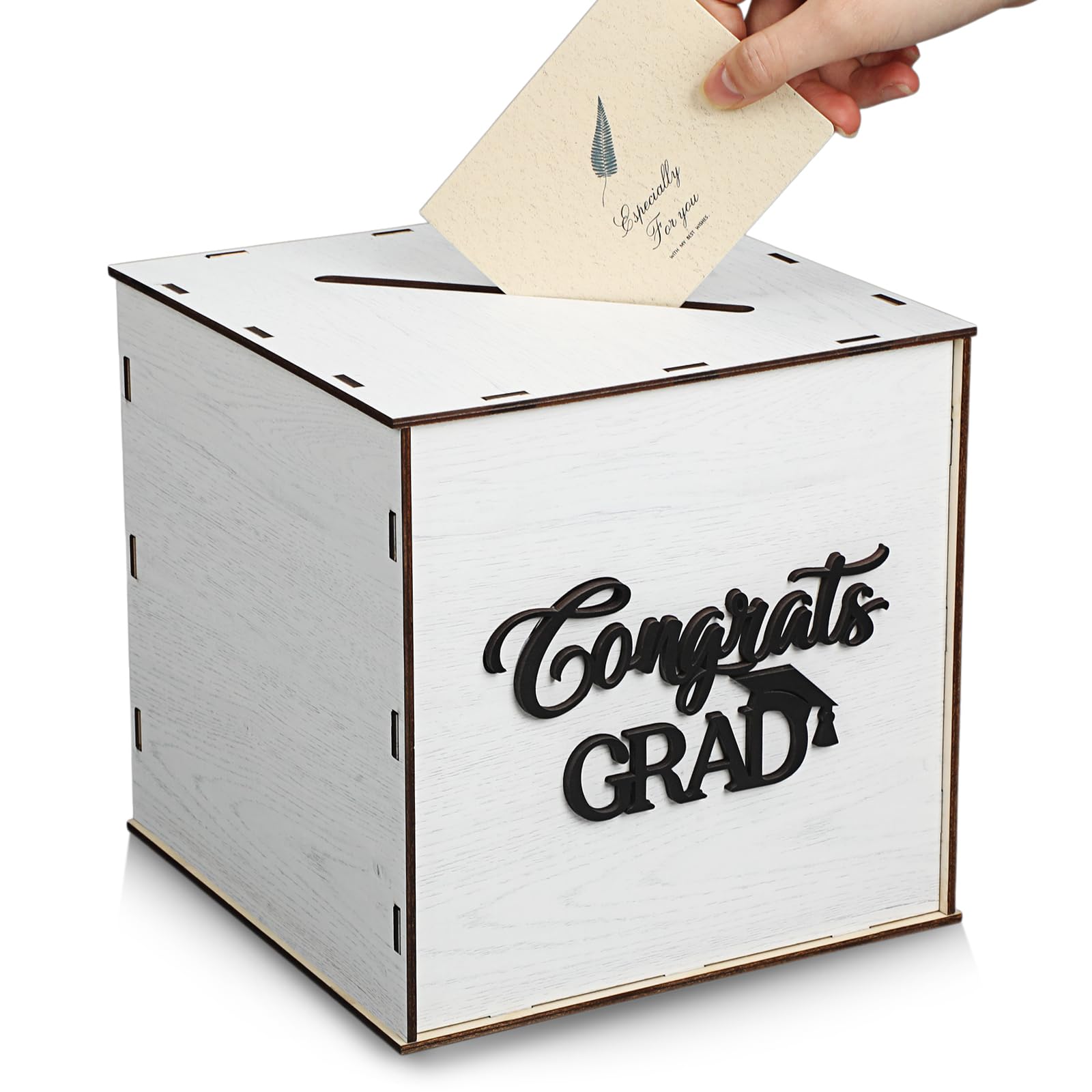 Caja de madera para tarjetas de graduación evita la pérdida de sobres en tu fiesta