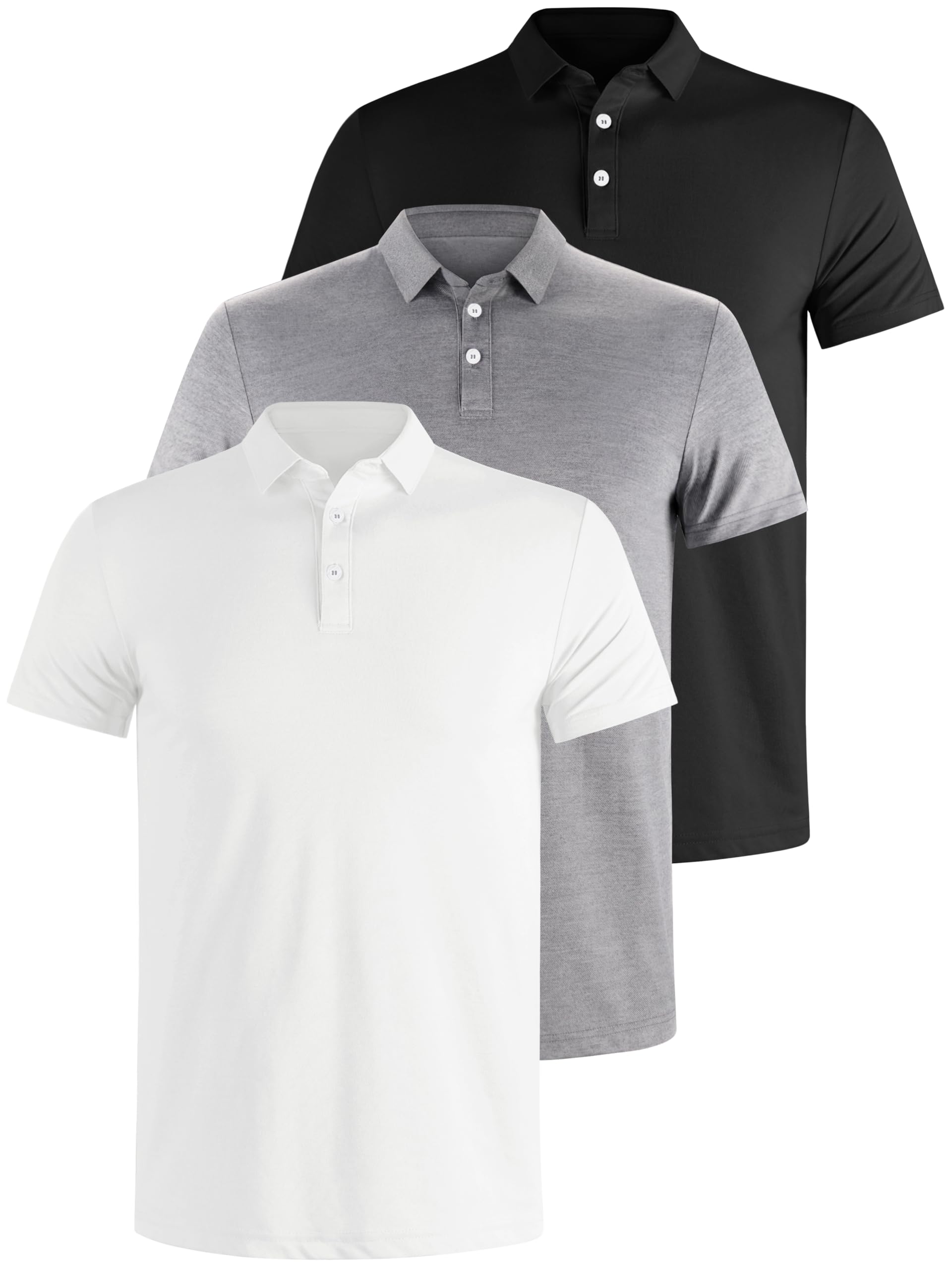 3er-Pack Herren-Polo-Shirts, lässig, atmungsaktiv, Baumwoll-Piqué, Polos, Tops, Golf, Arbeitshemden, kurzärmelig, schmale Passform