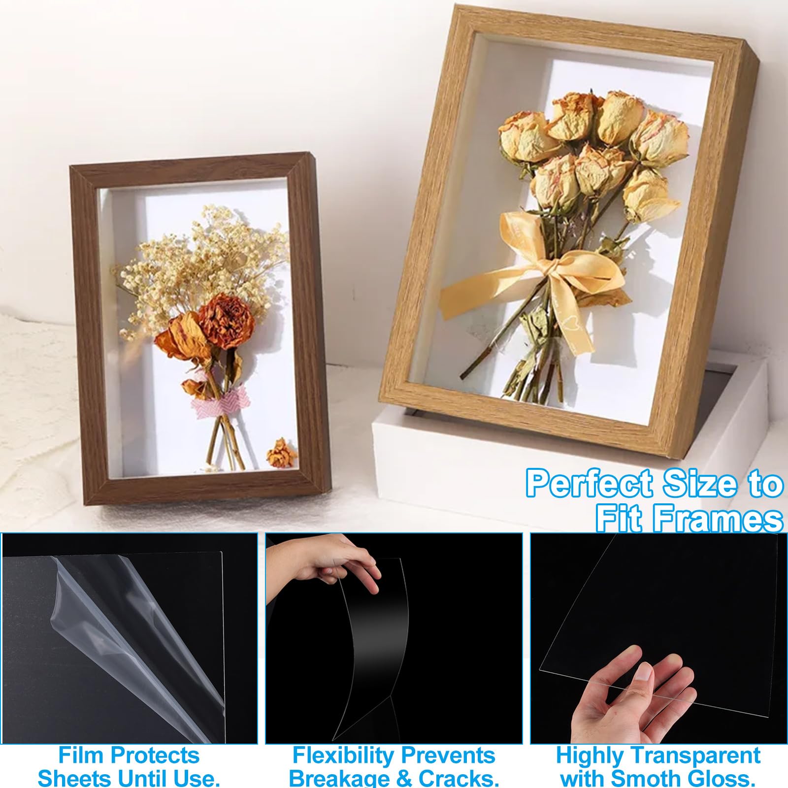 AKOLAFE 10 Pezzi Foglio Acrilico Trasparente da 3 Mm Plexiglass Trasparente 30 x 21 cm Pannello Acrilica Trasparente Pannelli Plexiglass per Pittura, Fai da Te, Esposizione da Tavolo