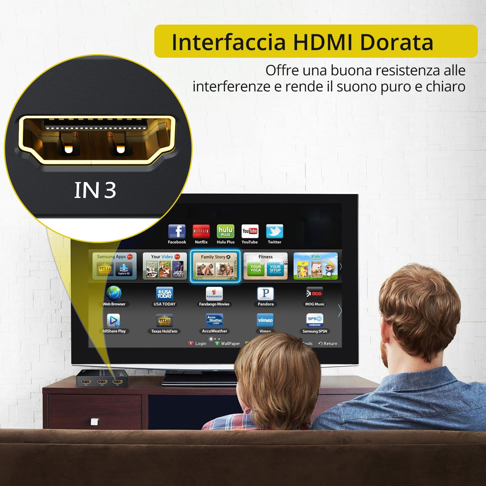 PROZOR HDMI Switch 3 Ingressi 1 Uscita con Estrattore Audio Uscita Analogico Ottico Toslink SPDIF 4K 3D HDMI Convertitore per Blu-ray DVD Player Satellite Box PS3 PS4 Apple TV PC HD Camera DVR