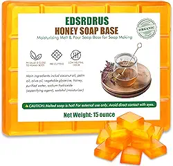 EDSRDRUS Base De Sabonete Glicerina 425 G - Derreta E Despeje Para Artesanato, Fácil Cortar, Vegano Natural, Hidratante Suave A Pele, Suprimentos Perfeitos Fazer (Mel, G)