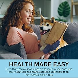 Dr. Arthritis Essentials Open-Fingertip Arthritis Gloves, Compression Gloves Ideal as Raynauds Gloves, Hand Brace for Arthritis (Navy, Large)