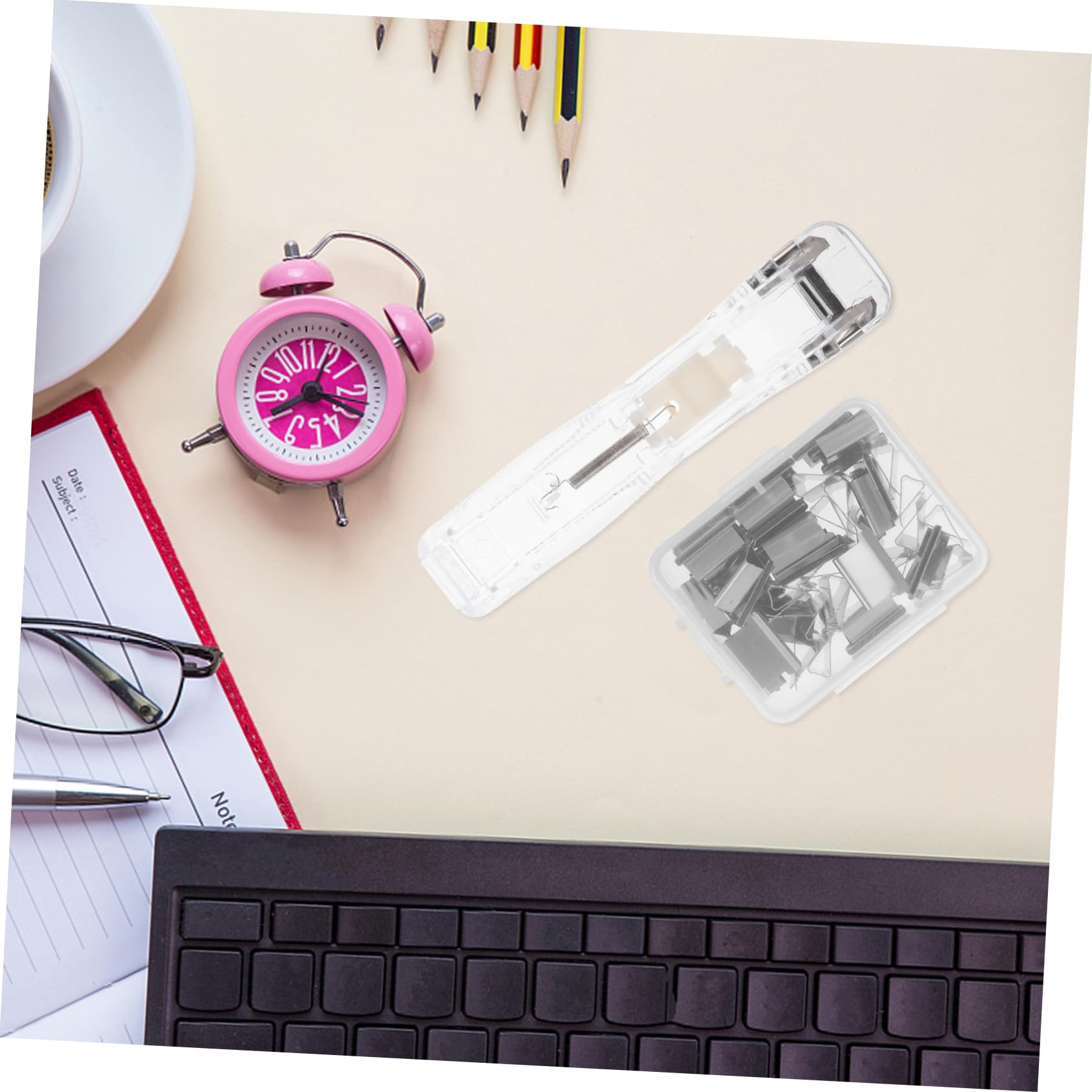 DOITOOL 4 Juegos Grapadora Portátil de Escritorio con Clips Recargables Clips Oficina Escuela
