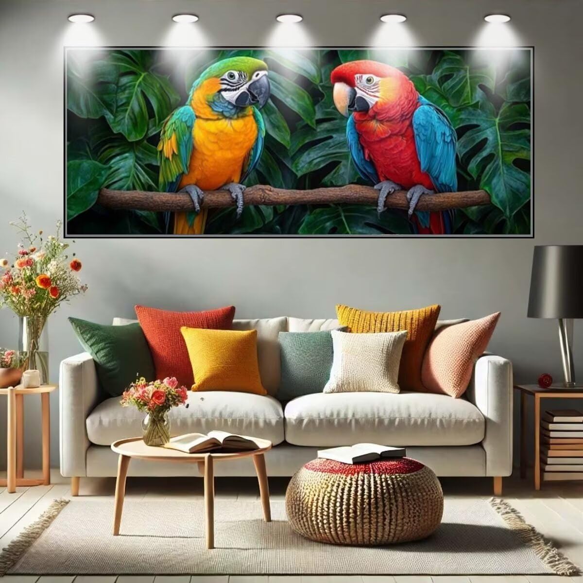 LeiDong Diamond Painting Erwachsene,5D Papagei,Tierdinge Diamant Painting Bilder für Kinder,DIY Diamant Kristall Strass Mosaik Kreuzstich Bastelset für Schlafzimmer Zuhause Dekor (70x200cm) 55F-14531