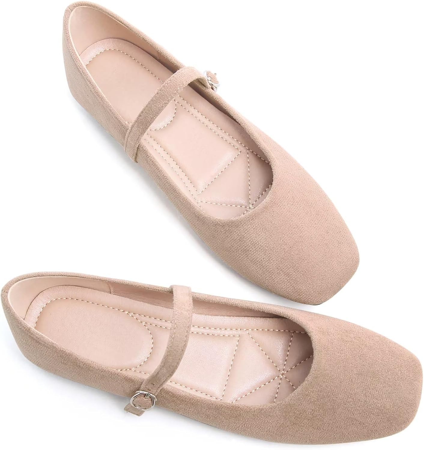 TN TANGNEST Leather Flats for Women Comfortable Square Toe Slip On Flats Soft Work Flats Retro Mary Jane Flats - Image 2