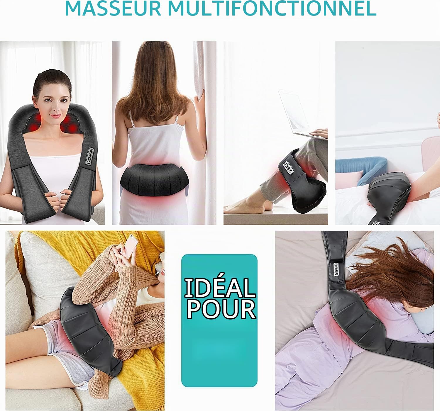 AERLANG Masseur Cervical, Massage Dos et Cou Épaules avec Chauffage,Appareil de Massager Shiatsu Électrique ur Massage Nuque Cervicales Epaule,Cadeaux Pour Maman, Papa, Femmes et Hommes