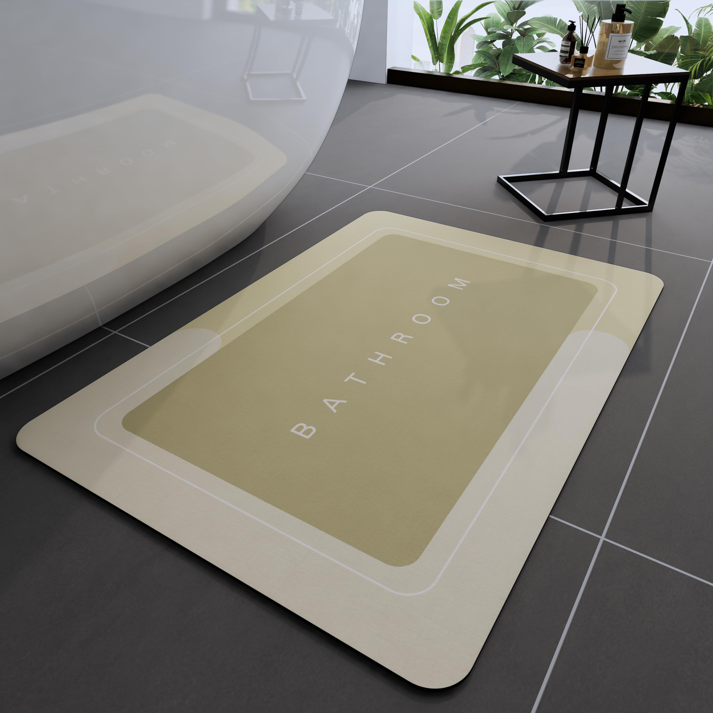 Deparnit Bath Mat, Bathroom Mat Rugs Super Absorbent Shower Mats Non Slip Quick Dry Thin Rubber Mats for Bathroom Floor Fit Under Door, Shower Rug for