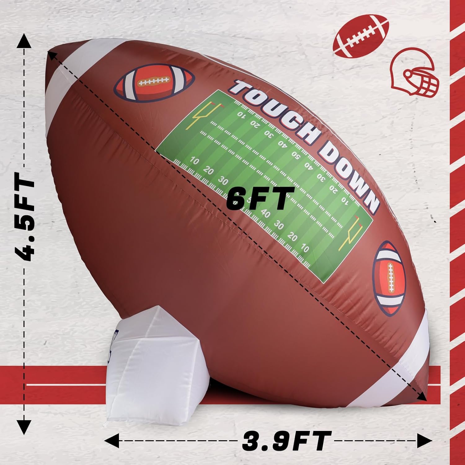Icywye 6FT Large Football Party Decorations - Outdoor Football Inflatable Decor with Built-in LED Light - Indoor Football Themed Party Supplies Blow Up Decoration for Yard Birthday Holiday