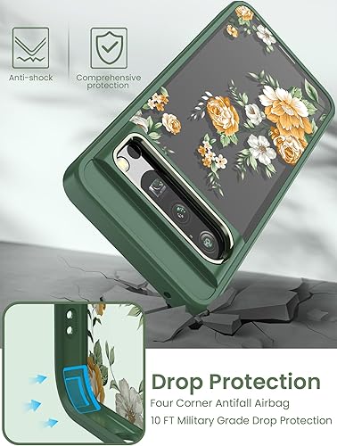 Miniatura 6 de DagoRoo Funda para Pixel 8 Pro, Google 8 Pro protección de grado militar TPU suave y delgada y PC dura, fundas con patrón de flores transparentes