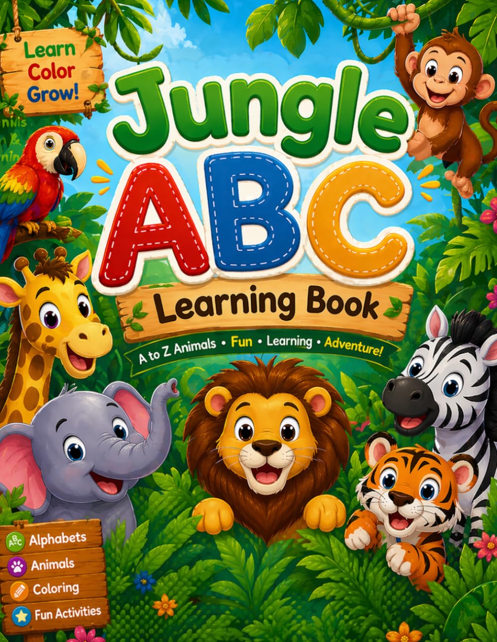 Jungle ABC Learning Book: Fun A to Z Animal Learning for Kids | Coloring, Tracing, and Early Education for Toddlers and Preschoolers