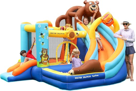 Doctor Dolphin Inflatable Bounce House for Kids Fun, Double Slide Jumping Inflatable Bouncer Blow Up Toddler Bouncy House for Kids 2-12 with Blower Use for Indoor&Outdoor