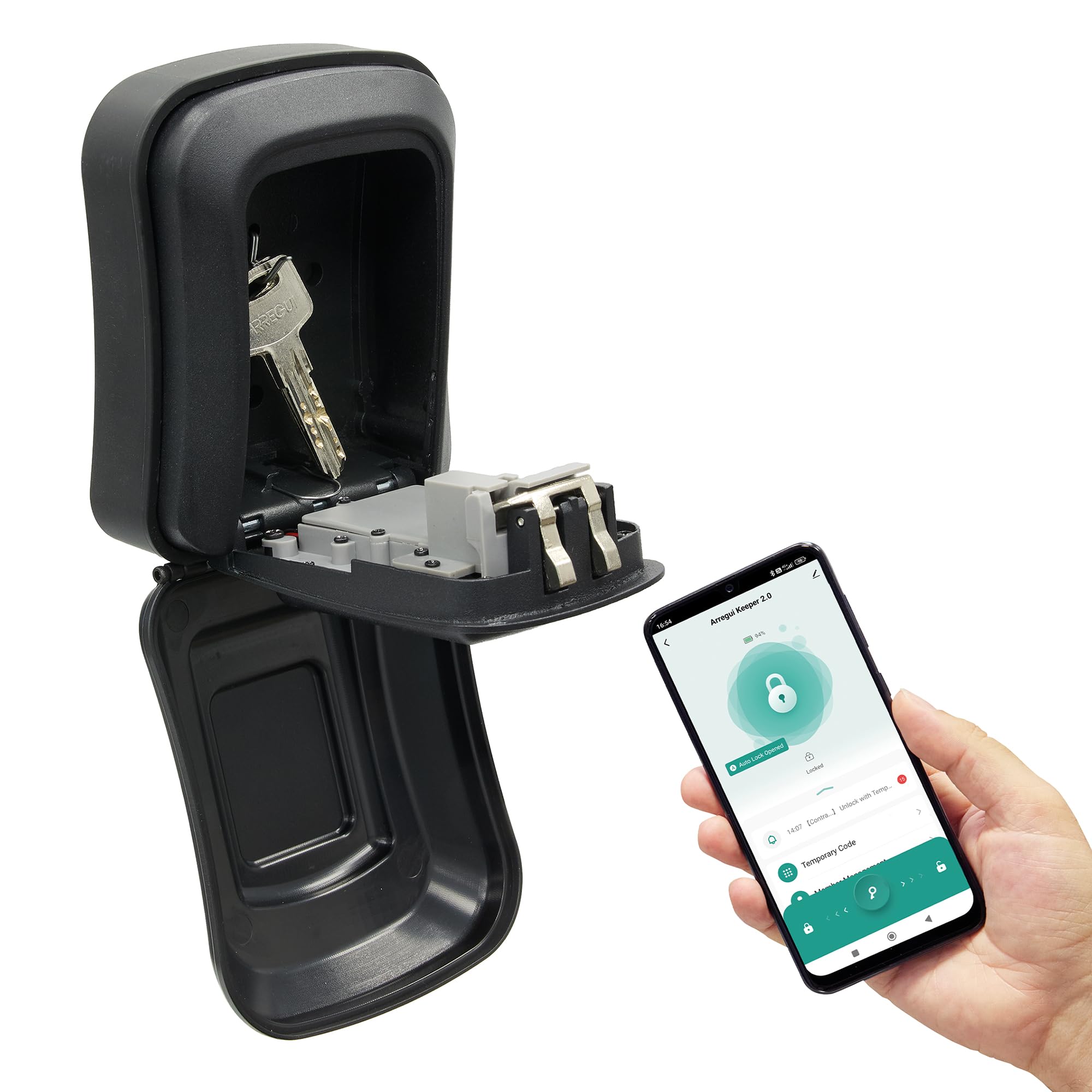 ARREGUI Access SEG016N + Bridge Coffre-Fort pour clés avec Ouverture Via App ou Code par Clavier | Coffre-Fort pour clés extérieur | Garde-clés Mural idéal Airbnb et Appartements touristiques